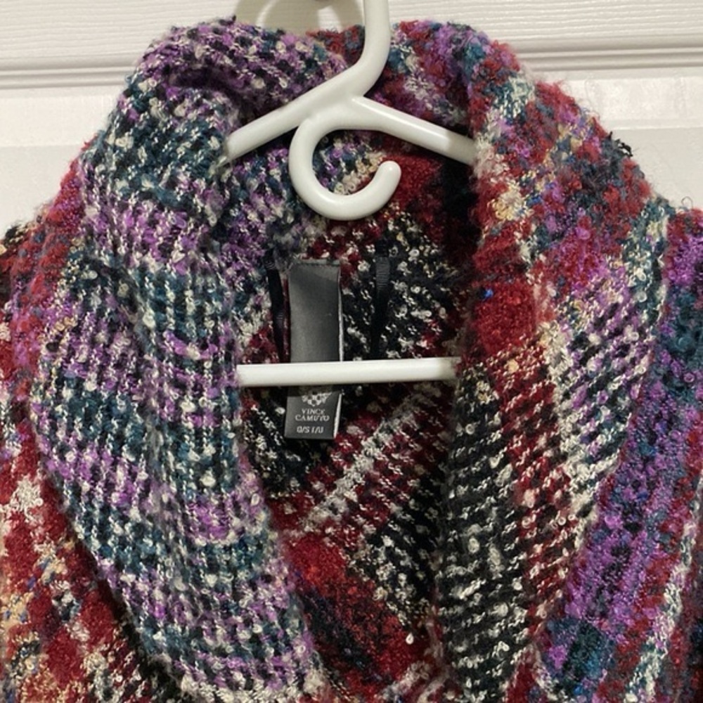 Vince Camuto Chunky Plaid Topper Poncho Front Clasp - Picture 3 of 6
